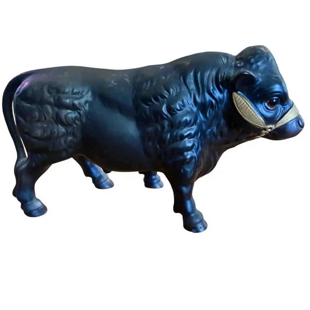 Vintage Black Angus Bull Figurine Cow Bulls 9x6 Brangus Bull Large Western
